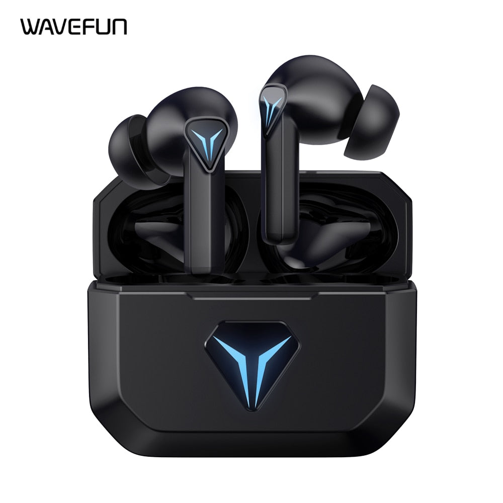 Auriculares Bluetooth Auriculares inalámbricos para juegos Auriculares Wavefun Auriculares para juegos con micrófono 45 ms Control de volumen de baja latencia The Alien Stuff 