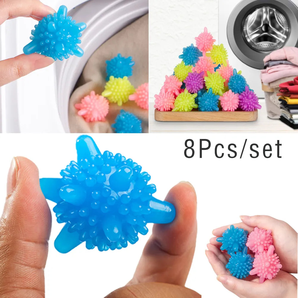 8pcs/set Laundry Balls For Washing Machine Cleaning Ball Gel Capsules Bag  Dirty Grabs Fuzz Collector Laundry Detergent Products