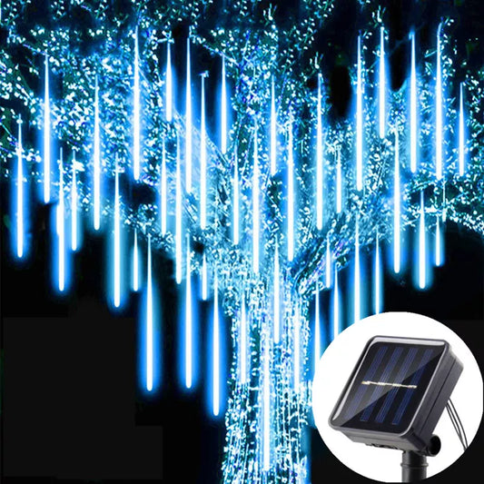 Luz LED Solar para lluvia de meteoros, guirnalda de luces navideñas impermeable, decoración de jardín de hadas, guirnalda de calle Led para exteriores, decoración navideña