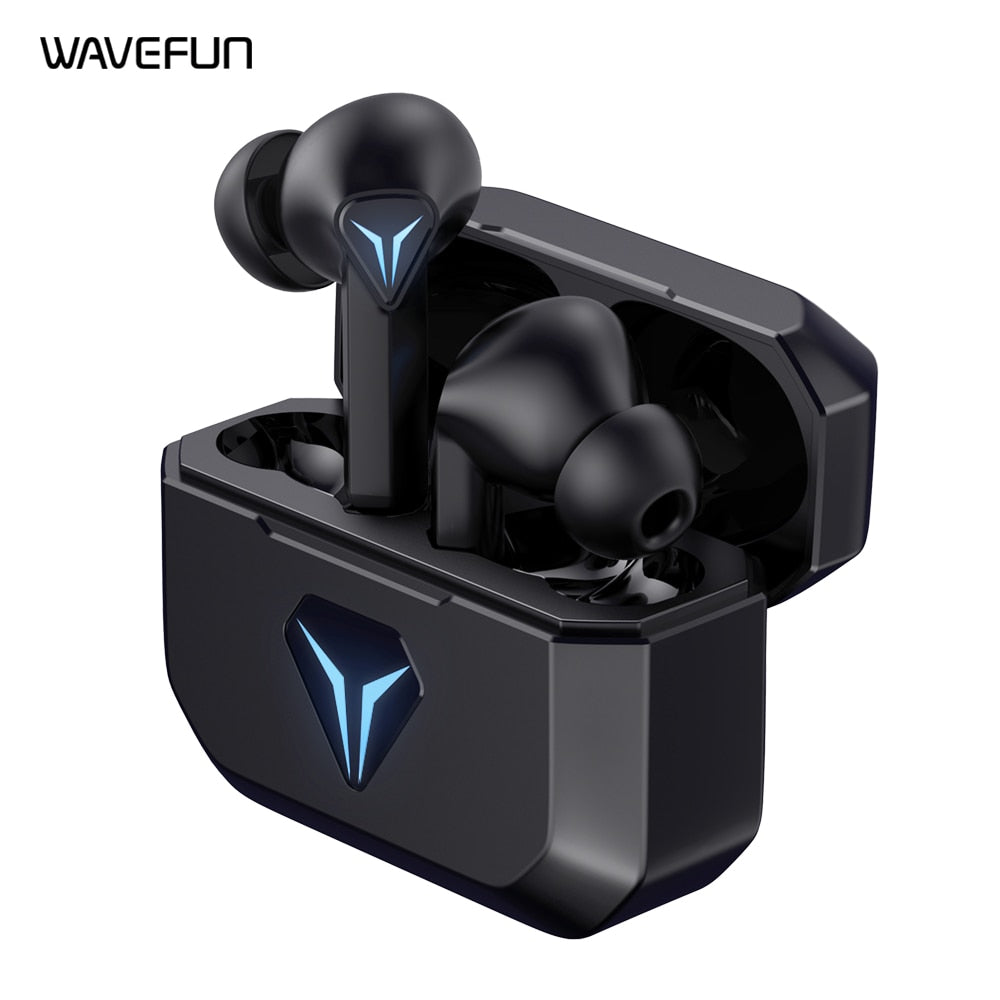 Auriculares Bluetooth Auriculares inalámbricos para juegos Auriculares Wavefun Auriculares para juegos con micrófono 45 ms Control de volumen de baja latencia The Alien Stuff 