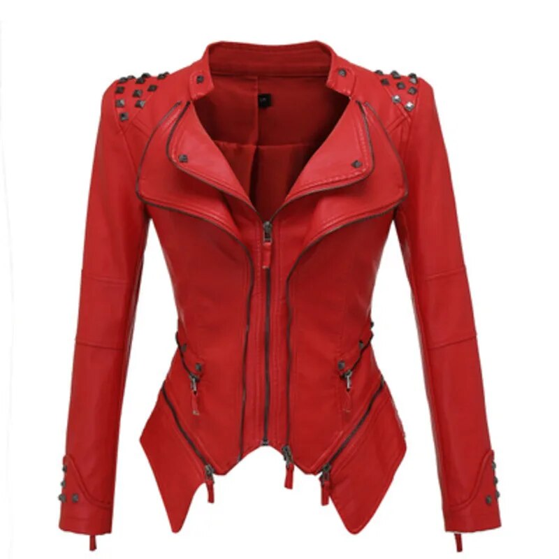 Leather Jacket Women Femme Veste Chaqueta Mujer Motorcycle