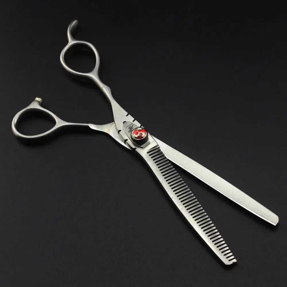 7" left handed hairdressing scissors matte left hand hair scissors for salon barber left cutting lefty thinning shears