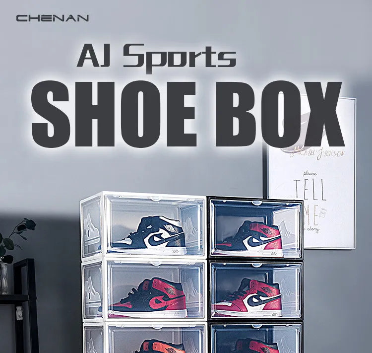 1Pack AJ Sneakers Box  Hardened Plastic Shoe Box  Stackable Cabinet Storage Box High-top Dustproof AJ Shoes Organizers Shoe Rack