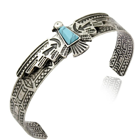 Vintage Or Argent Plaqué Tribal Antique Sculpture Aigle Bracelets Pour Femme Bracelets Pulseiras Manchette Mode Hommes Bijoux Accessoires