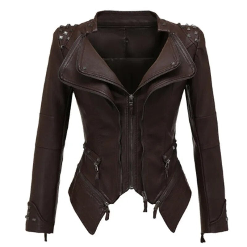 Leather Jacket Women Femme Veste Chaqueta Mujer Motorcycle