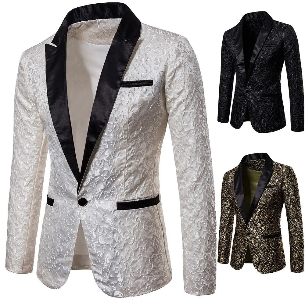 Costume de soirée à fleurs pour hommes, veste de dîner élégante, Blazer de mariage, smoking de bal