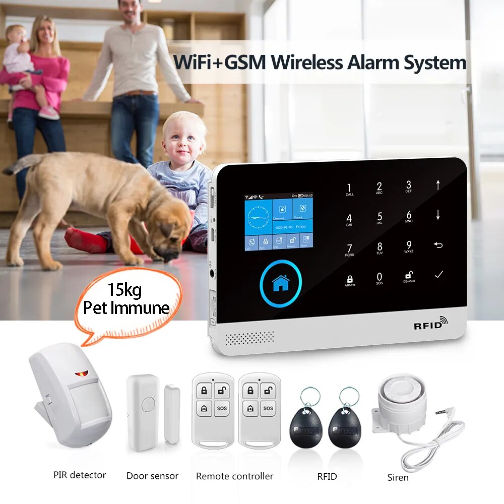 Système d'alarme PGST PG103 Wifi 4G Tuya avec capteur de mouvement immunitaire pour animaux de compagnie caméra IP sans fil prise en charge de la sécurité de la maison intelligente Alexa prise ue