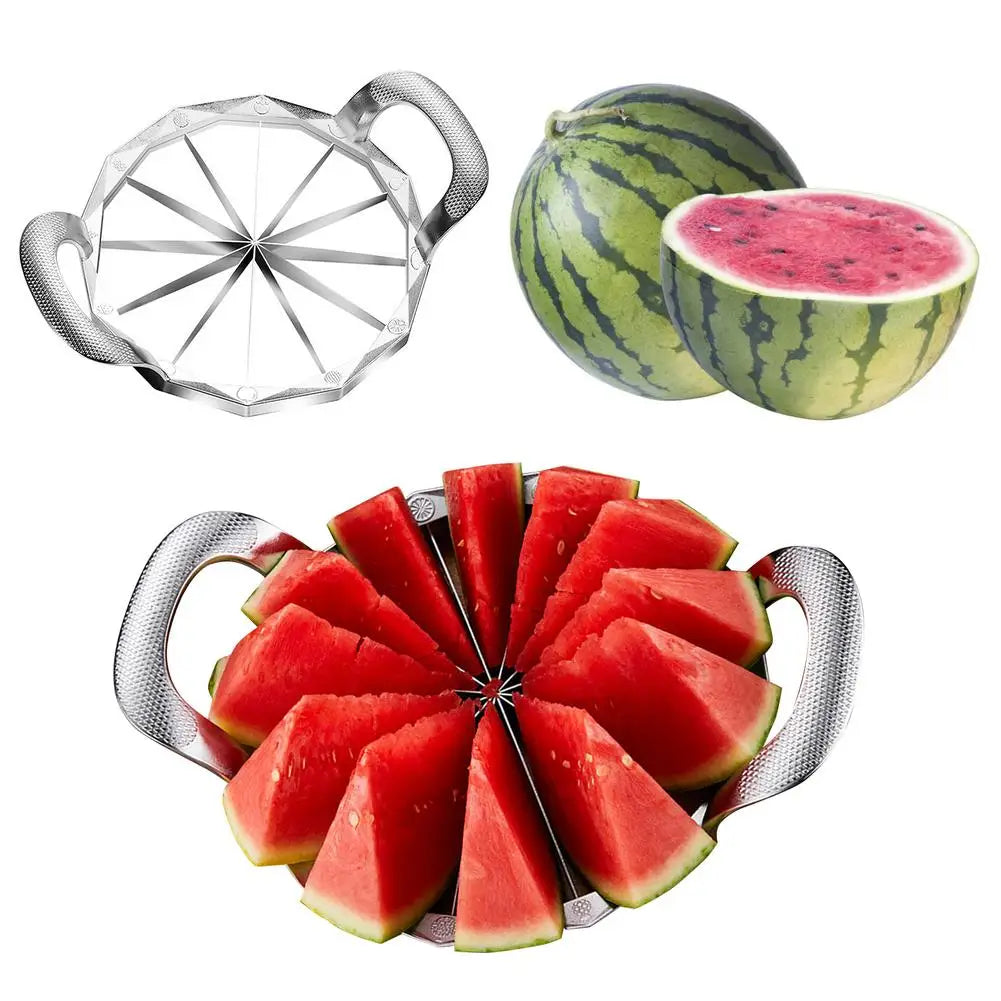 Trancheuse à pastèque avec poignée, coupe-fruits complet en acier inoxydable, ustensiles de cuisine, Gadget pour pastèque, cantaloup, Melon