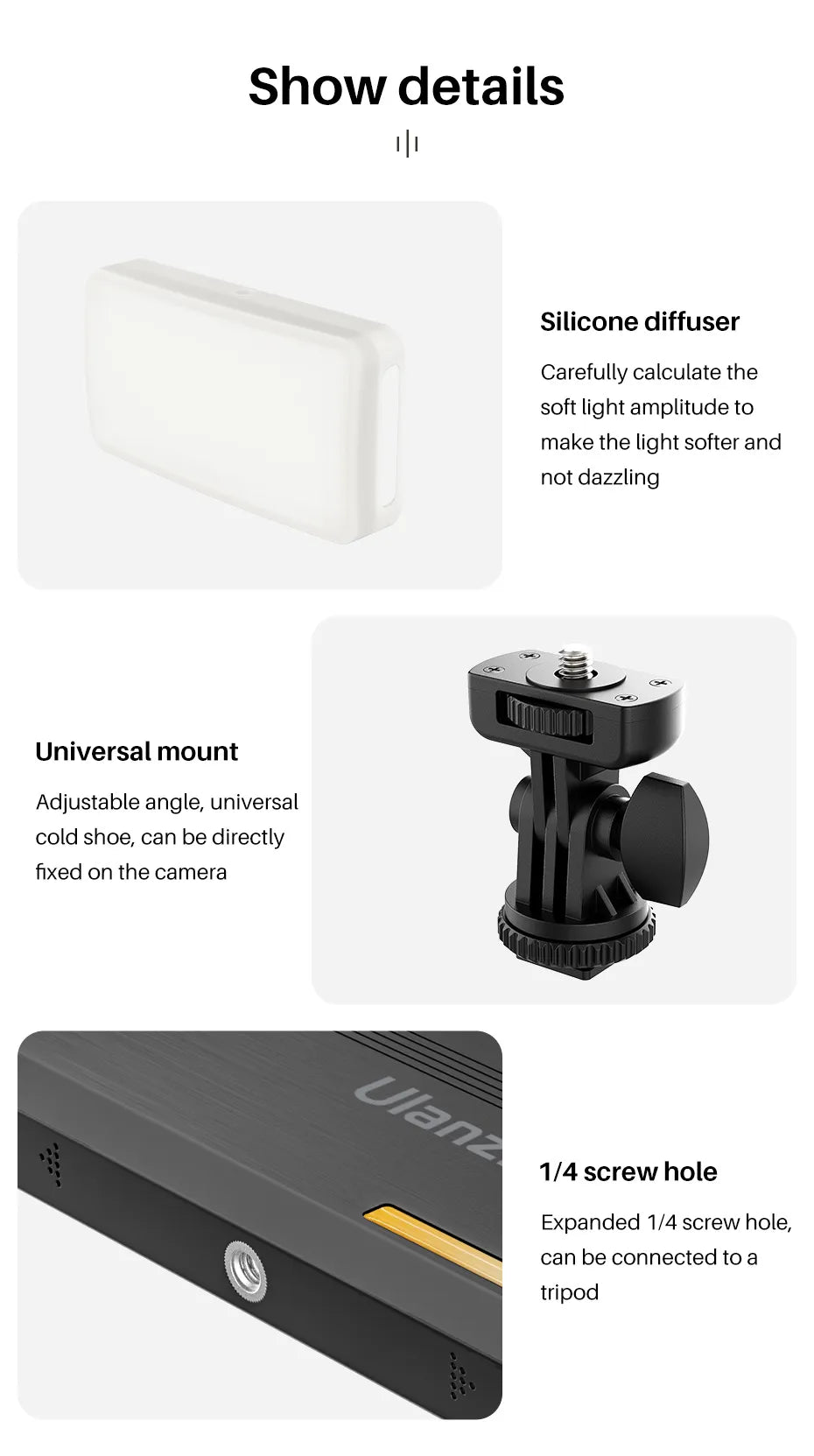 VIJIM Ulanzi VL200 Led Video Light With Soft Diffuser 360°Ball Head 5000mAh 2500-9000k Fill Panel Lamp Camera Light for Youtube