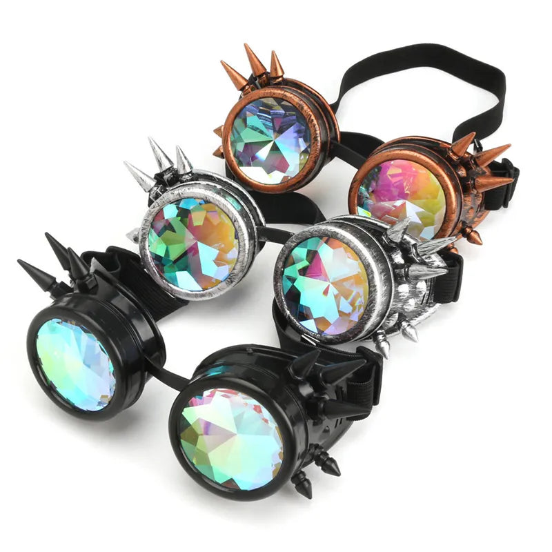 Steampunk lunettes de soleil hommes femmes kaléidoscope lunettes Rave Festival lunettes holographiques rétro fête Cosplay lunettes lunettes