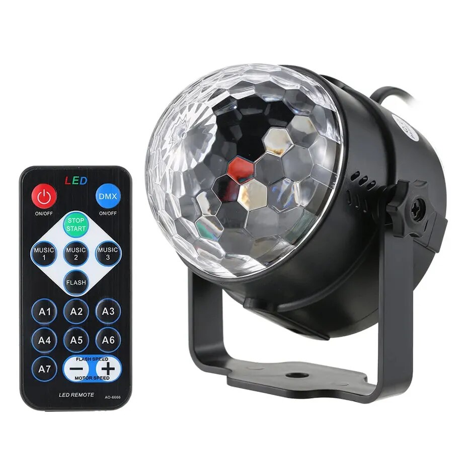 ALIEN 3W RGB LED DJ Disco bola mágica de cristal luz activada por sonido efecto de iluminación de escenario fiesta vacaciones cumpleaños boda KTV lámpara