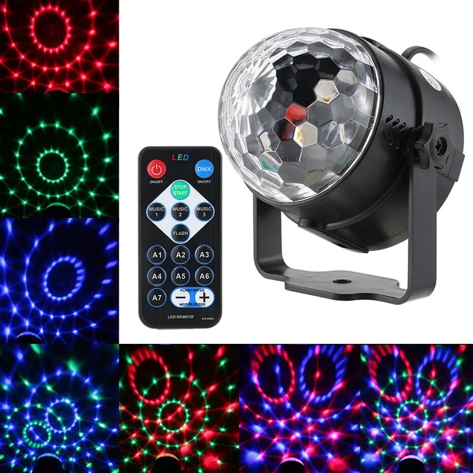 ALIEN 3W RGB LED DJ Disco bola mágica de cristal luz activada por sonido efecto de iluminación de escenario fiesta vacaciones cumpleaños boda KTV lámpara