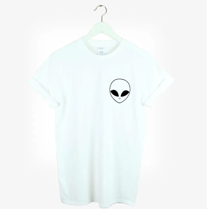 ALIEN POCKET imprimer femmes t-shirt décontracté pour dame blanc noir haut t-shirt grande taille Hipster HH503-454