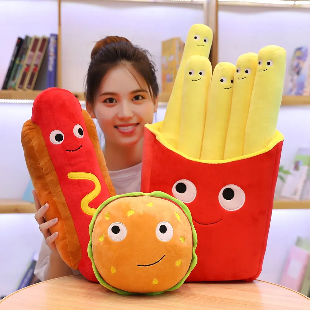 cute cartoon plush hamburger ice cream french fries toy stuffed food Popcorn cake pizza pillow cushion kids toys birthday gift