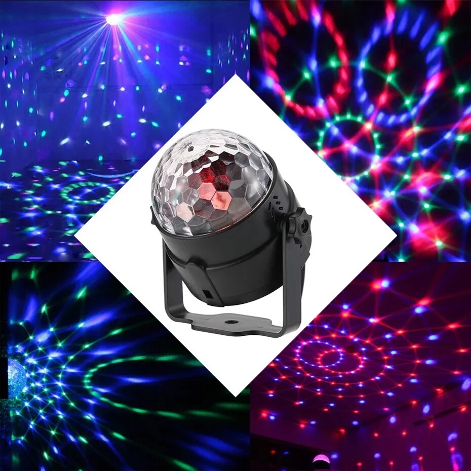 ALIEN 3W RGB LED DJ Disco bola mágica de cristal luz activada por sonido efecto de iluminación de escenario fiesta vacaciones cumpleaños boda KTV lámpara