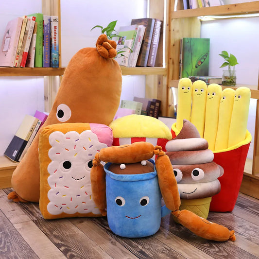 cute cartoon plush hamburger ice cream french fries toy stuffed food Popcorn cake pizza pillow cushion kids toys birthday gift