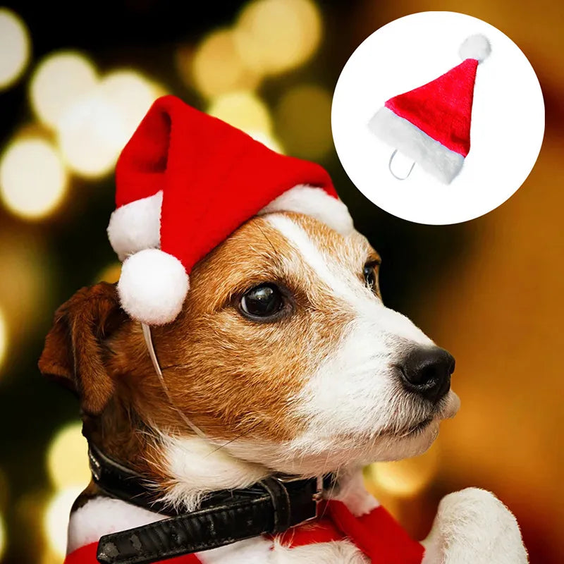 Gorro navideño de peluche pequeño de Papá Noel para mascota, perro, gato, adornos navideños para el hogar, gorro navideño, regalo de Feliz Año Nuevo