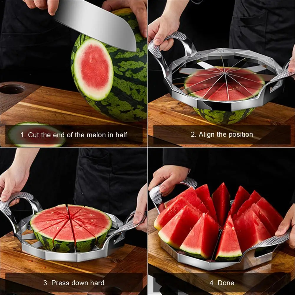 Trancheuse à pastèque avec poignée, coupe-fruits complet en acier inoxydable, ustensiles de cuisine, Gadget pour pastèque, cantaloup, Melon