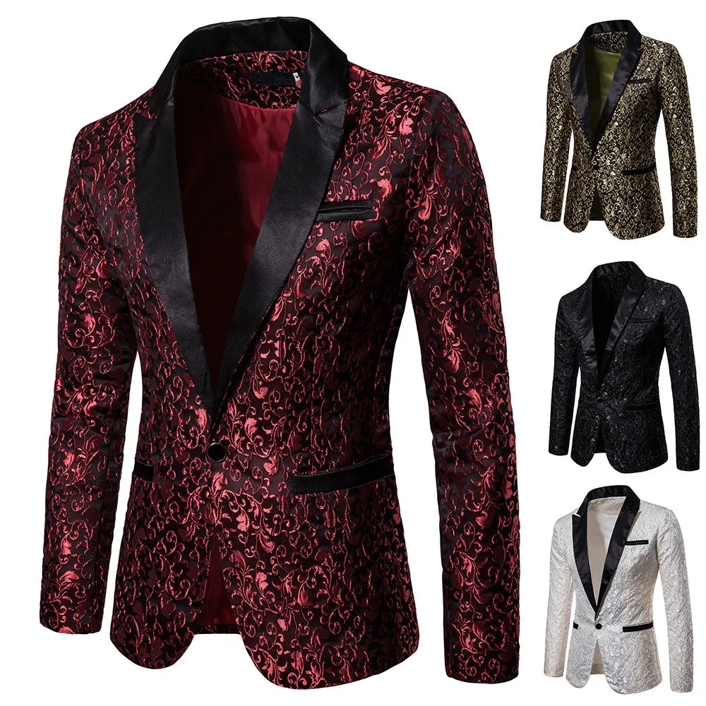 Costume de soirée à fleurs pour hommes, veste de dîner élégante, Blazer de mariage, smoking de bal