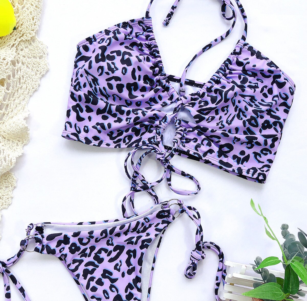 Animal Bikini Push Up maillots de bain femmes léopard femme Sexy maillots de bain femmes Monokini licou dos nu maillot de bain