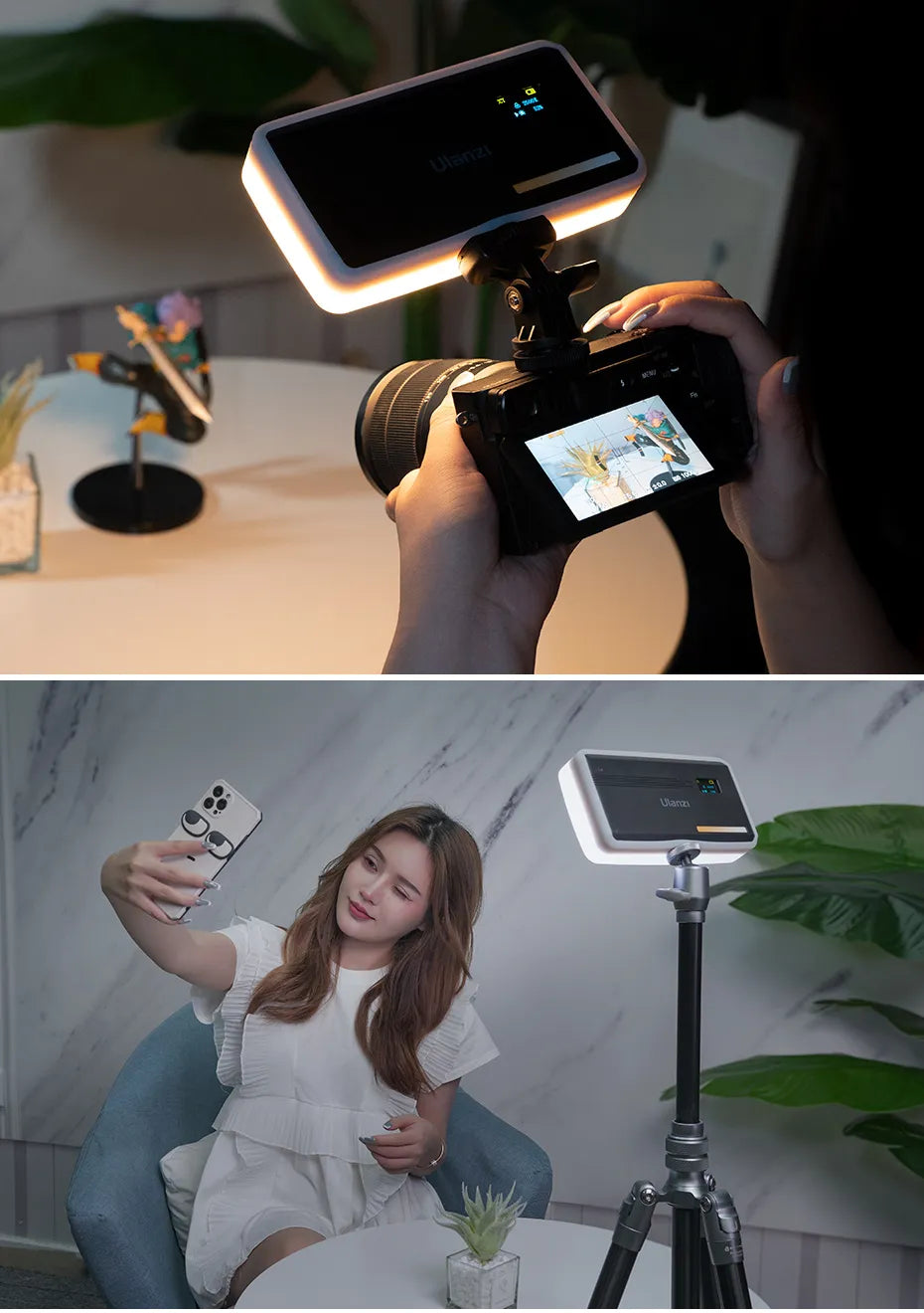 VIJIM Ulanzi VL200 Led lumière vidéo avec diffuseur souple 360 ​​° rotule 5000mAh 2500-9000k panneau de remplissage lampe caméra lumière pour Youtube