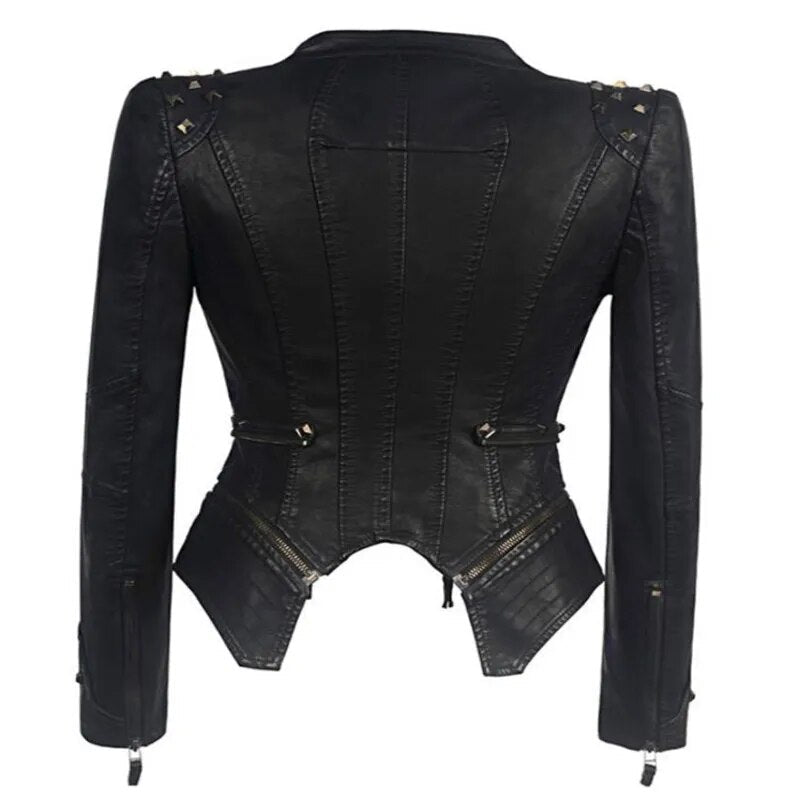 2023 Faux Leather Coat Women Winter Autumn Black Fashion Motorcycle Clothes Outerwear Faux Leather PU Jacket Gothic Clothing New