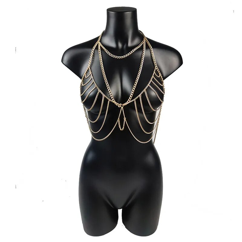 Chaîne de corps Sexy, chaînes de poitrine, bijoux de corps à la mode, chaînes de ventre pour femmes, robe de Bikini, pull, accessoires, soutien-gorge, jeux de Couple, cadeau