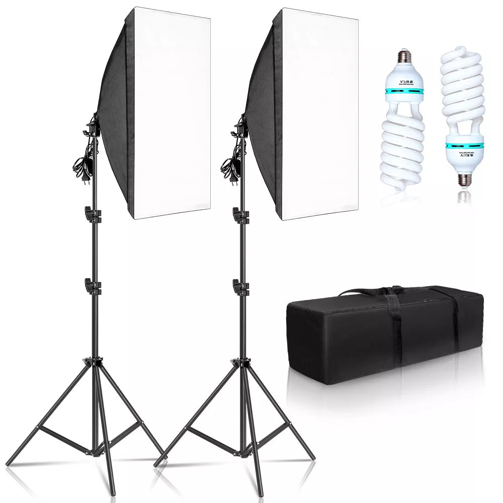 Kit d'éclairage Softbox pour photographie 50x70CM, système d'éclairage professionnel avec ampoules photographiques E27, équipement de Studio Photo