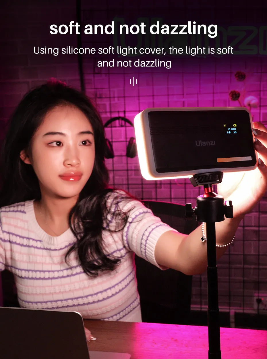 VIJIM Ulanzi VL200 luz Led para vídeo con difusor suave cabezal de bola de 360 ​​° 5000mAh 2500-9000k lámpara de Panel de relleno luz de cámara para Youtube