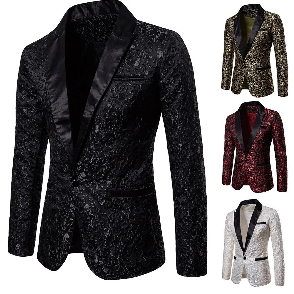 Costume de soirée à fleurs pour hommes, veste de dîner élégante, Blazer de mariage, smoking de bal