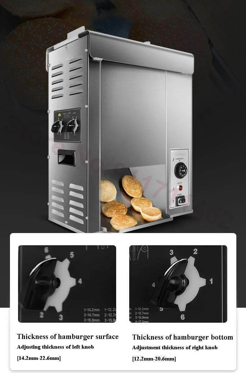 Máquina Vertical comercial para hornear hamburguesas, máquina automática para hornear hamburguesas, equipo de 1600W