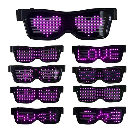 Lunettes d'affichage de texte LED Programmable Bluetooth, chargement USB, dédiées à la discothèque, au Festival DJ, à la fête, jouet lumineux, cadeau