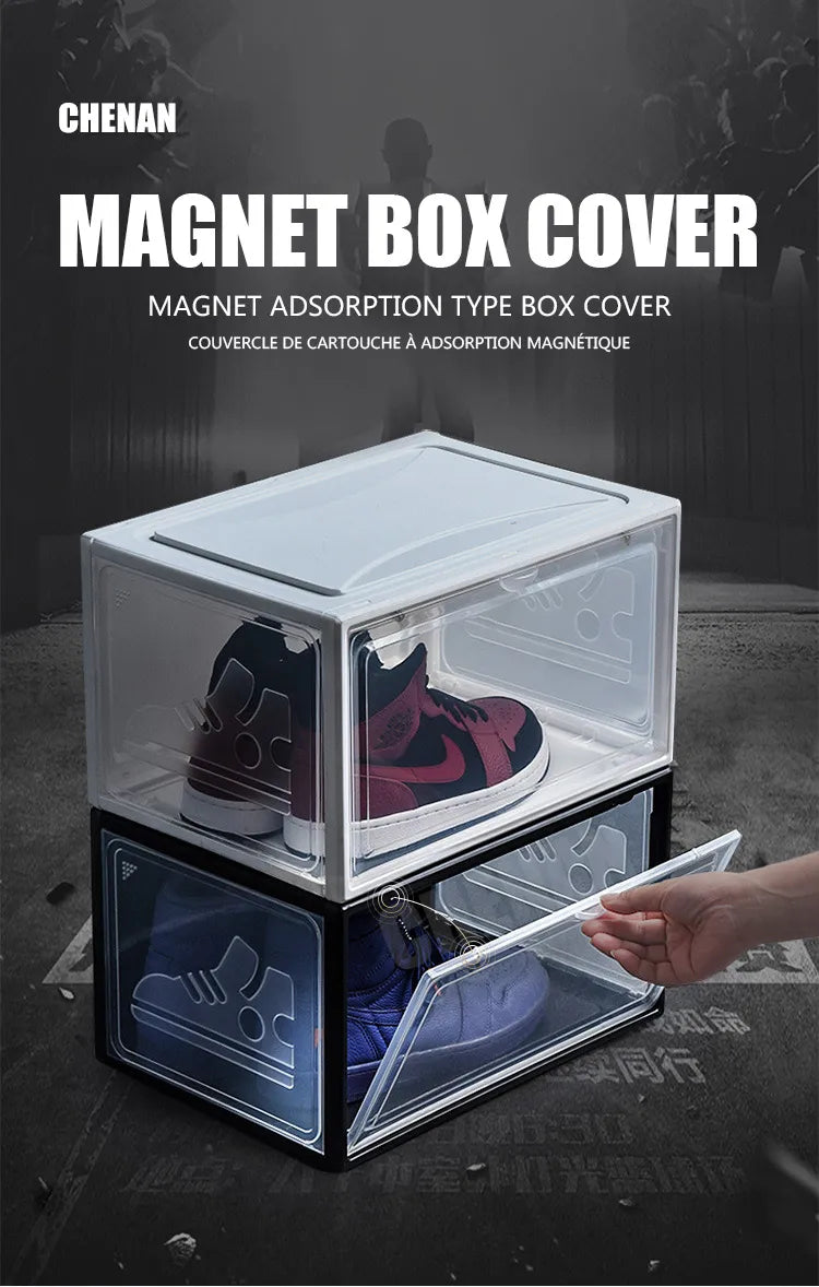 1Pack AJ Sneakers Box  Hardened Plastic Shoe Box  Stackable Cabinet Storage Box High-top Dustproof AJ Shoes Organizers Shoe Rack