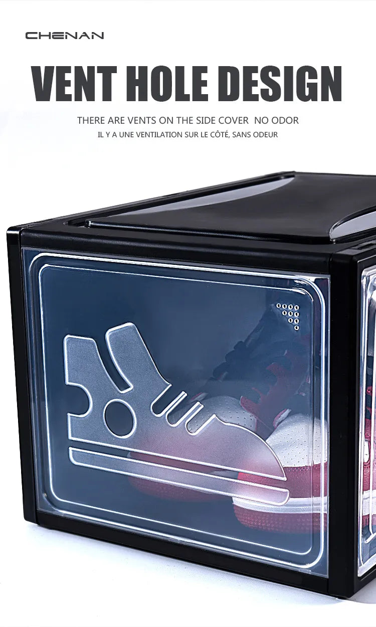 1Pack AJ Sneakers Box  Hardened Plastic Shoe Box  Stackable Cabinet Storage Box High-top Dustproof AJ Shoes Organizers Shoe Rack