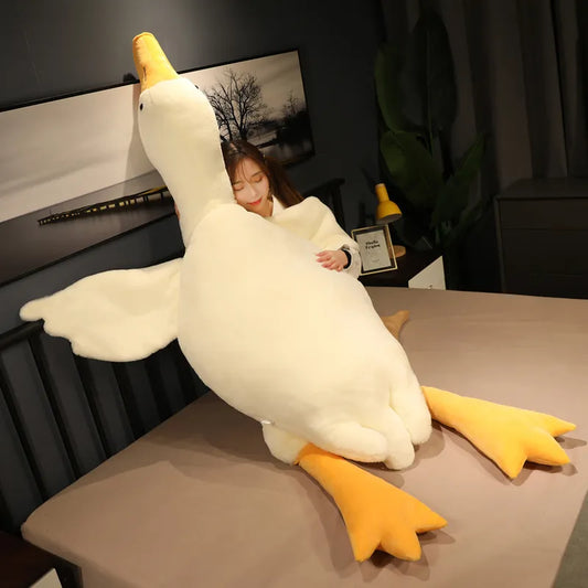 50-190cm ganso blanco grande de peluche de juguete muñeco de pato gigante suave Animal relleno ganso almohada para dormir sofá cojín regalo de cumpleaños para niños