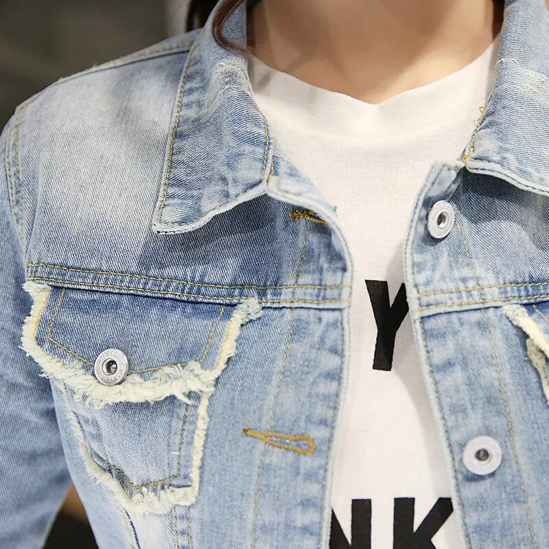 Denim Jacket Womens Autumn Funny Cartoon Print Long Denim Jacket Women Vintage Streetwear Punk Style Jean Jacket Casaco Feminino