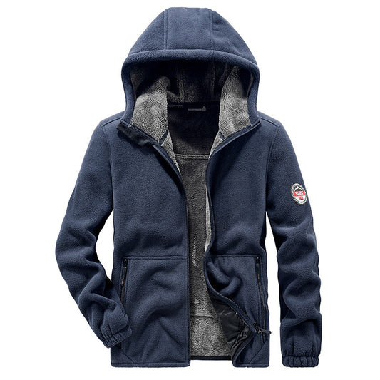 Chaqueta de hombre talla grande deportiva con capucha y forro polar