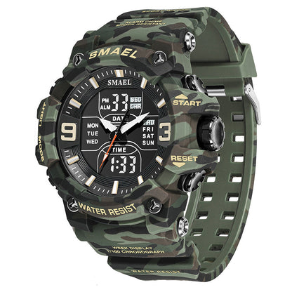 Montre électronique étanche d'extérieur, tactique lumineuse de sport de Camouflage