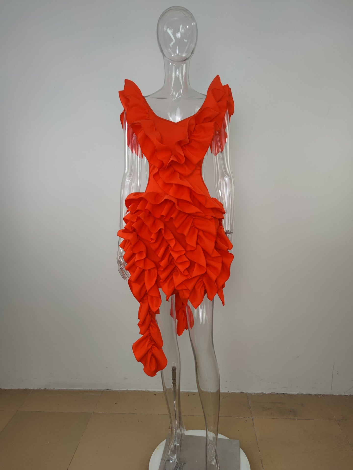 Vestido de fiesta asimétrico alto y bajo con niveles de hongo de árbol comestible para mujer, vestidos sexis de noche para fiesta y Club 2023