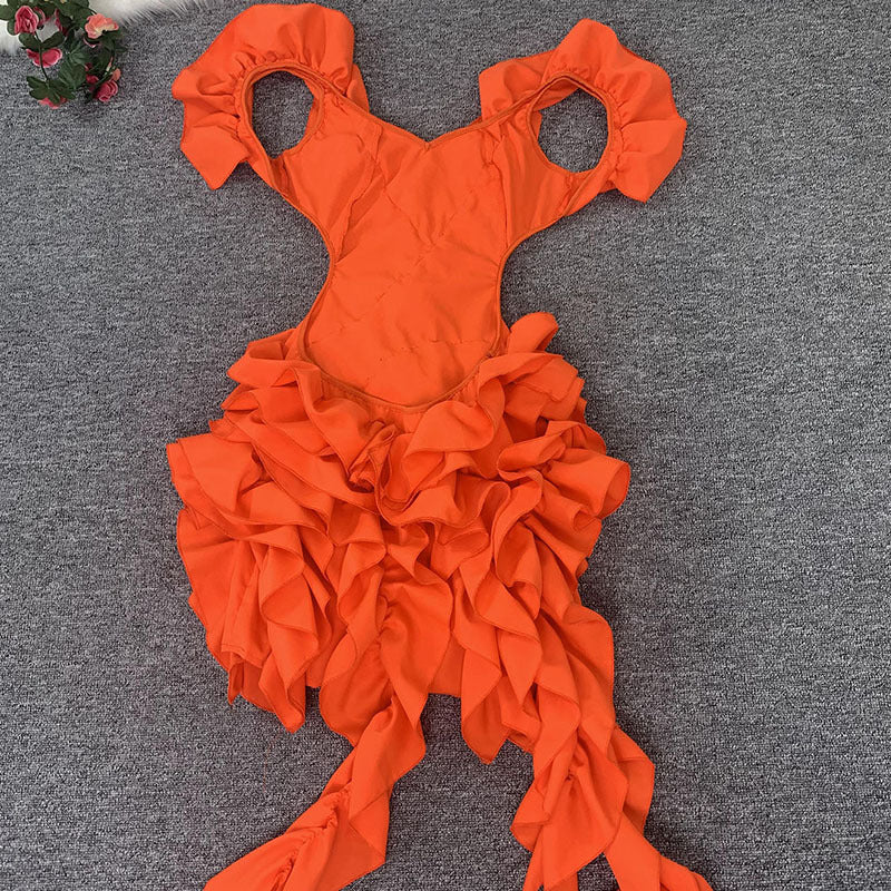 Vestido de fiesta asimétrico alto y bajo con niveles de hongo de árbol comestible para mujer, vestidos sexis de noche para fiesta y Club 2023