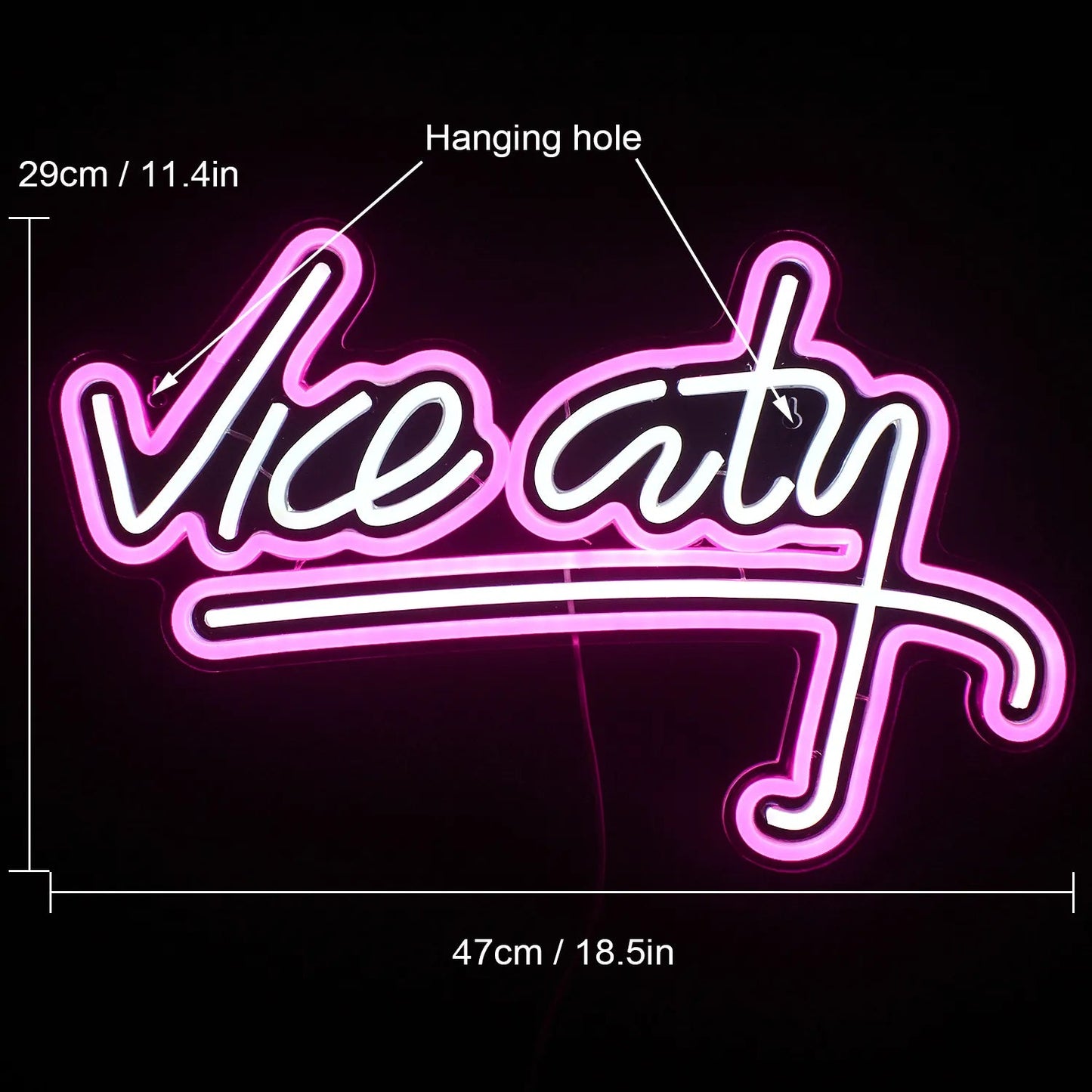 Wanxing Vice City Neon Sign Pink Led Lights Bedroom Letters Game Room Bar Party Indoor Home Arcade Shop Cave Art Wall Decoration