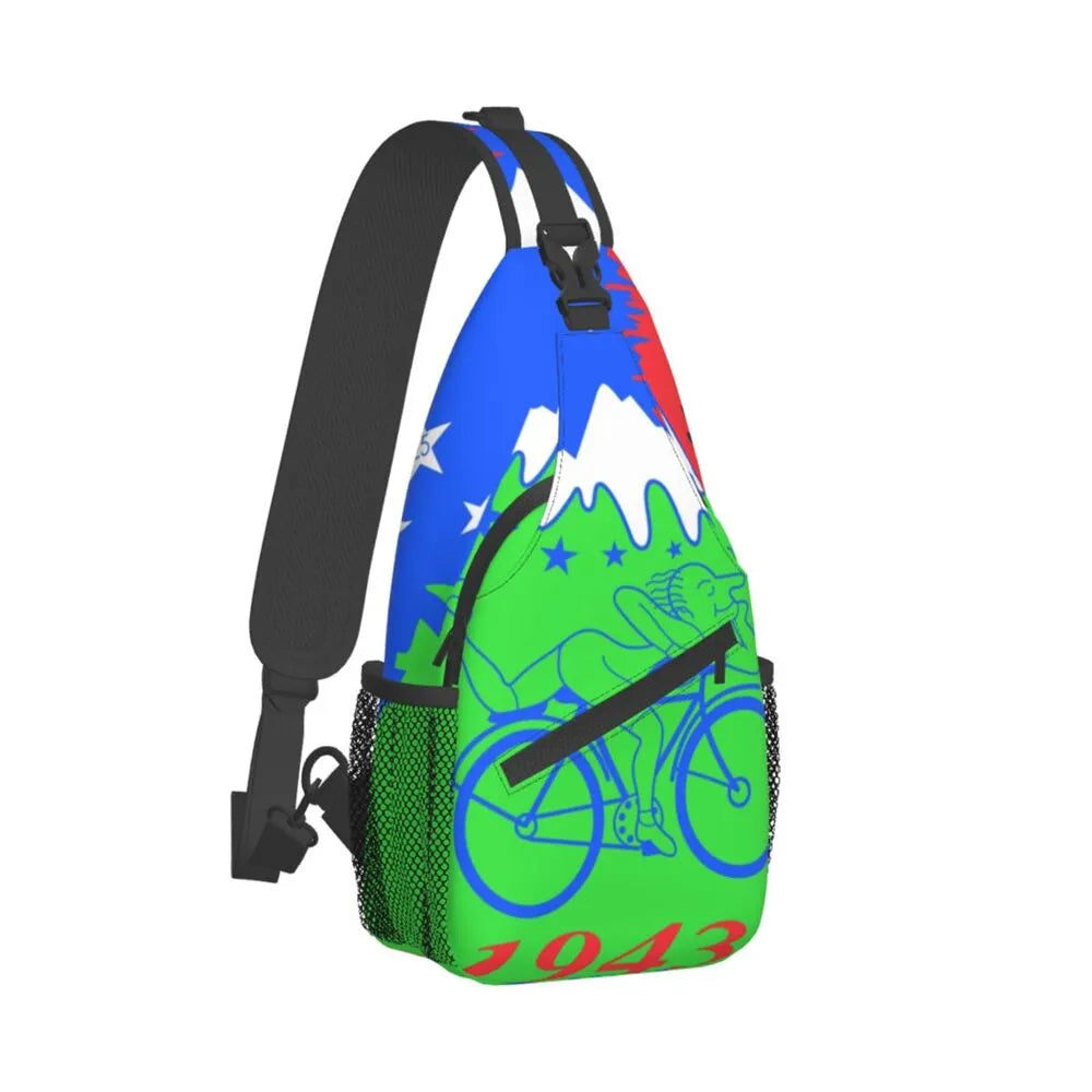 Albert Hoffman LSD Bicycle Day Sling Bags for Men Fashion Acid Blotter Party Shoulder Crossbody Chest Backpack Traveling Daypack