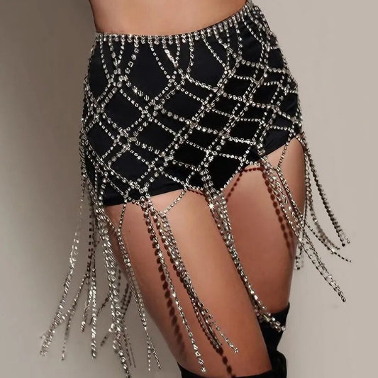 Stonefans – jupes à pampilles en strass, accessoires de Lingerie, vêtements de discothèque, scintillants, Sexy, chaîne de corps, robe, bijoux, été 