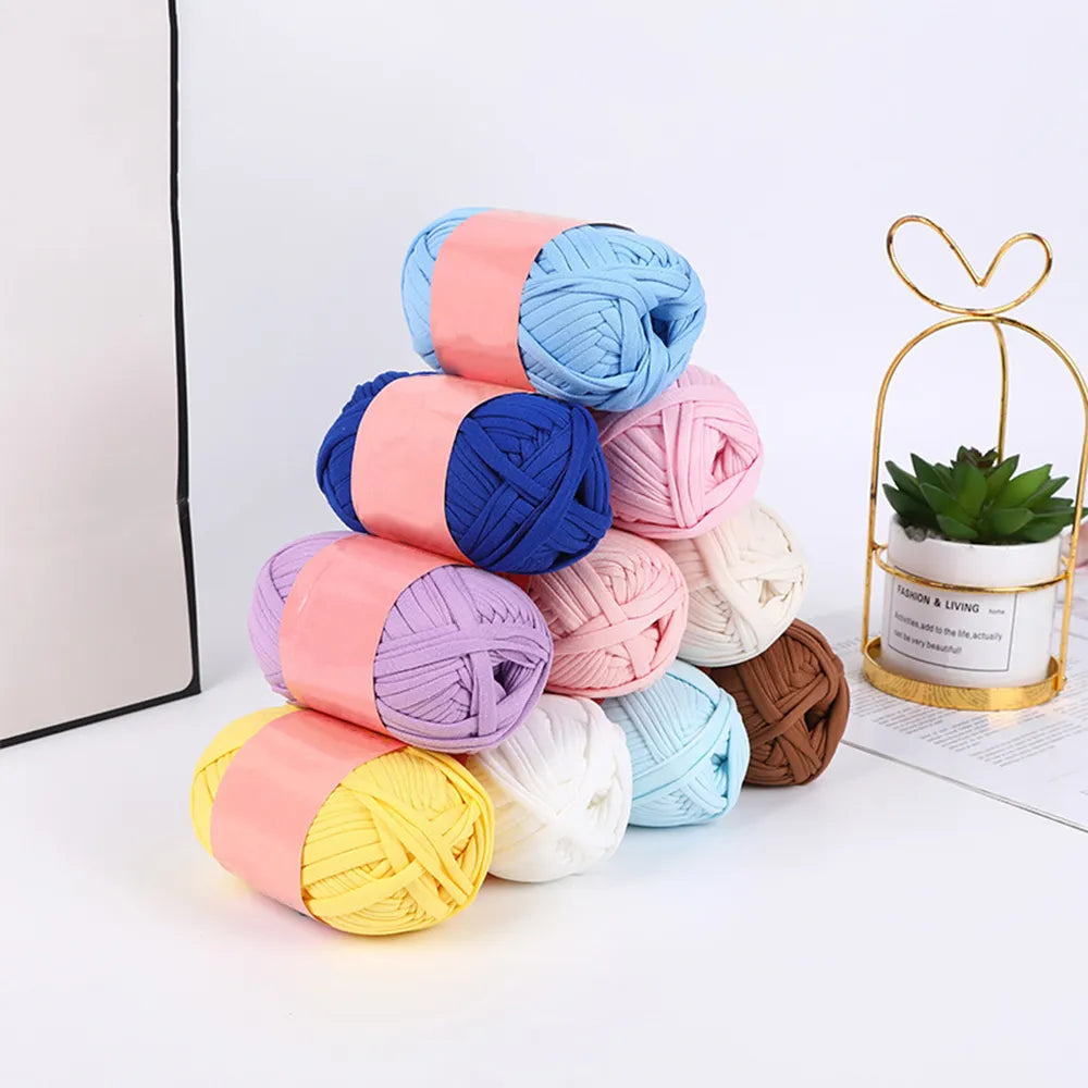 Fil de tissu crocheté 100g, 1 pièce, fil de bande pour bricolage, sacs à tricoter tissés à la main, tampons, artisanat de tapis, matériel tricoté à la main coloré