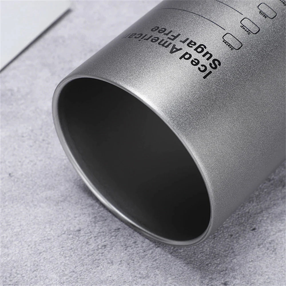 Coffee Cup Thermos 304 Stainless Steel Double -layer Cooler Straw Cup Portable Reusable Ins Ice American Coffee Mug Water Bottle