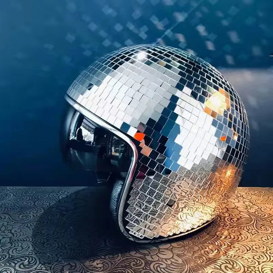 Disco Ball Helmet Mirror Glass Glitter Classic Party Bar Room Party Decoration American Retro Art Disco Shiny Hat Ornaments