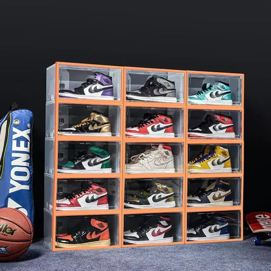 1PC Plastic Shoes Case Transparent Shoes Drawer Stackable Shoe Boxes  Organizers Dustproof Shoe Cabinet Sneaker Box Shoe Display