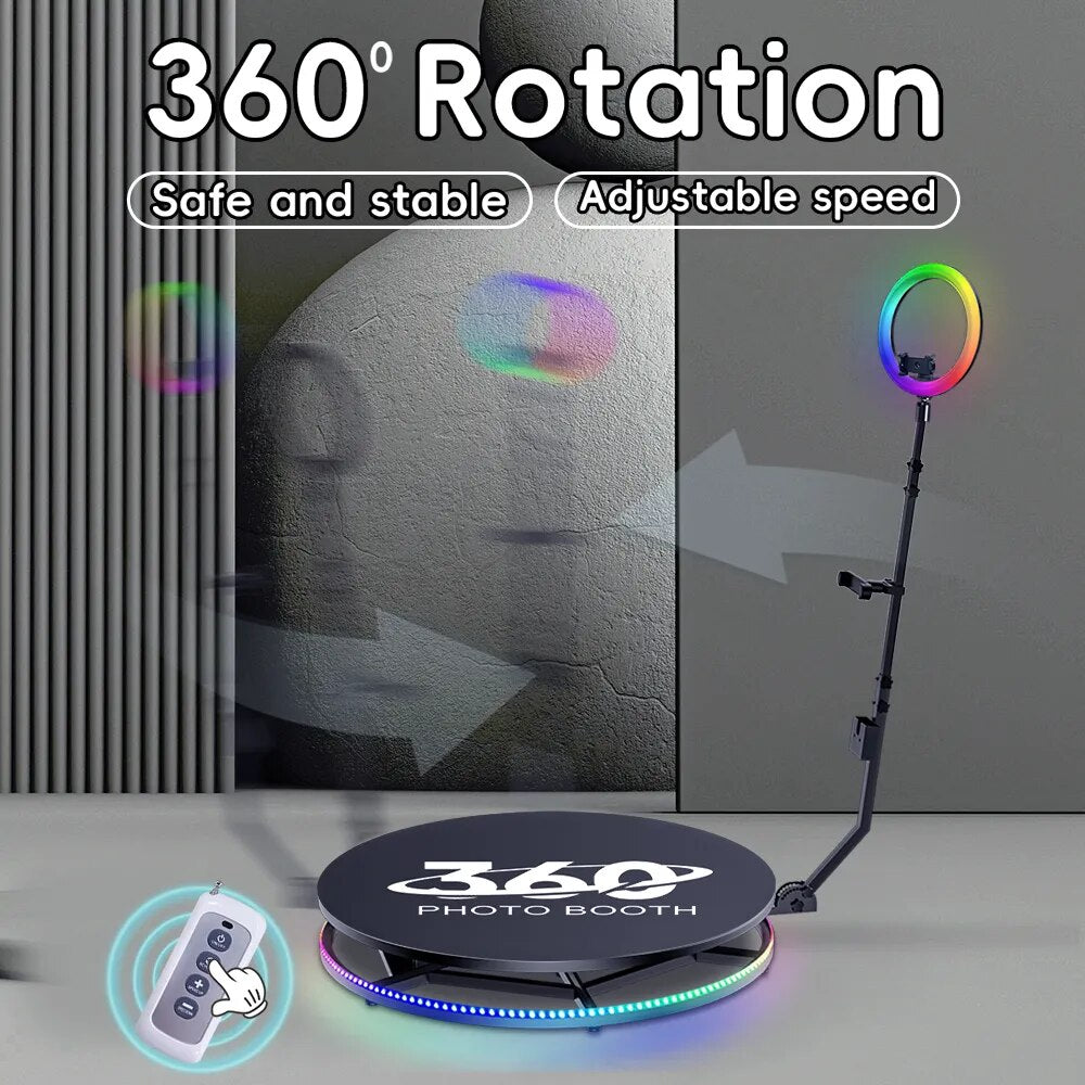 60cm-115cm Automatic 360 Photo Booth Machine for Parties Rental Weddings Slow Motion Auto Rotating Photobooth 360 Video Booth