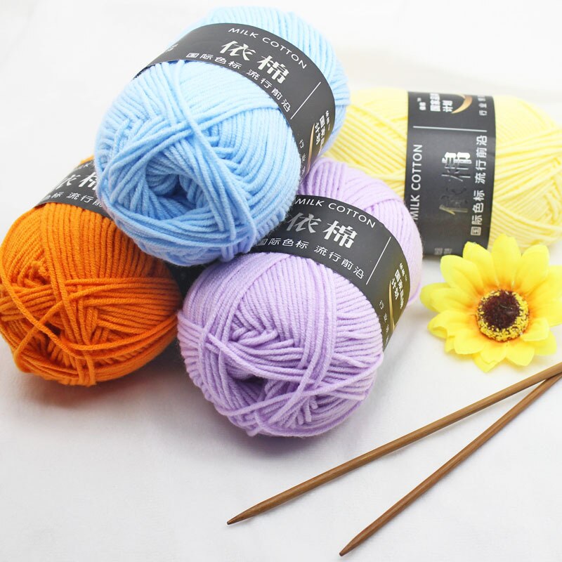 Fil de coton au lait 50g, laine à tricoter pour tricot à la main, fil au Crochet, écharpe pour bébé, chapeau, pull, fil de laine douce pour fournitures de Crochet