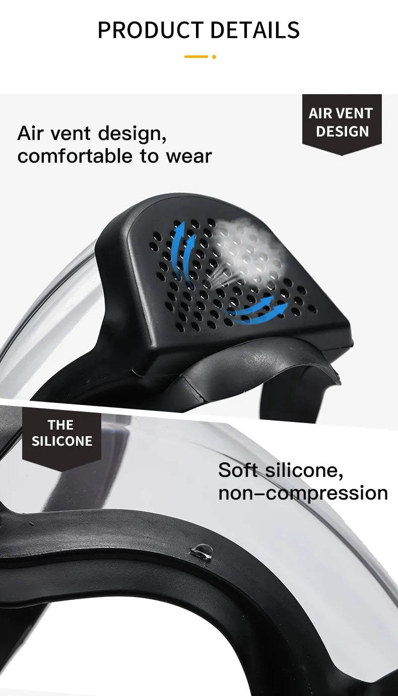 Bouclier facial complet transparent, résistant aux éclaboussures d'huile, pour Moto, cyclisme, lunettes anti-buée coupe-vent, masque de Protection de sécurité avec filtres